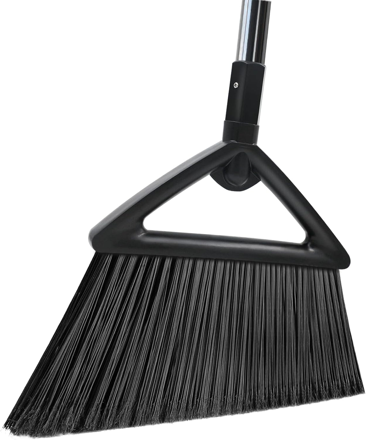 Heavy Duty Broom Outdoor and Indoor, 2 Pack Commercial Angle Brooms with Longer Handle, Perfect Black Broom for Garage, Kitchen, Courtyard, Restaurant