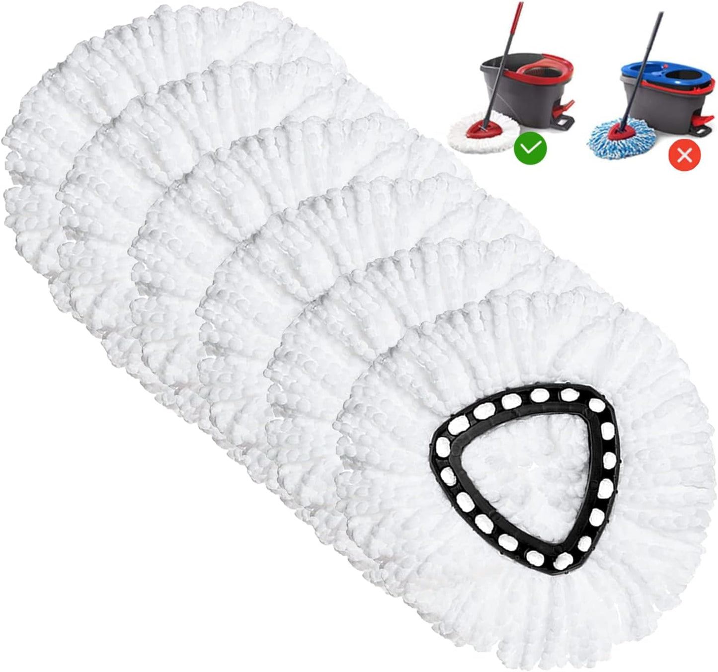 2 Pack Mop Heads Replacements - 40% More Cleaning Power, Spin Mop Heads Replacements for O Cedar Easy Wring 1-Tank System, Deep Cleaning, Microfiber and Machine Washable