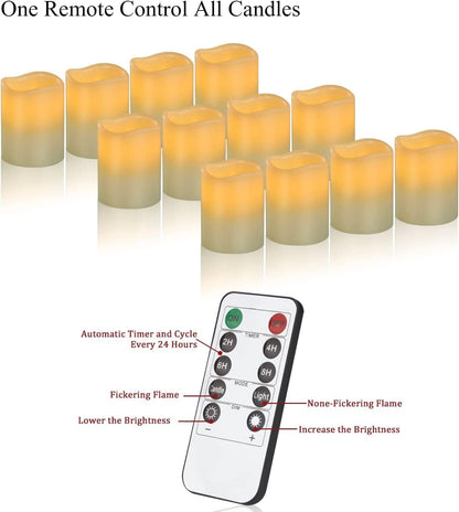 antizer Flameless Candles Led Candles Pack of 9 (H 4" 5" 6" 7" 8" 9" x D 2.2") Real Wax Battery Candles with Remote Timer for Home Fireplace Decor Wedding Festival Decor (Ivory 9 Pack)