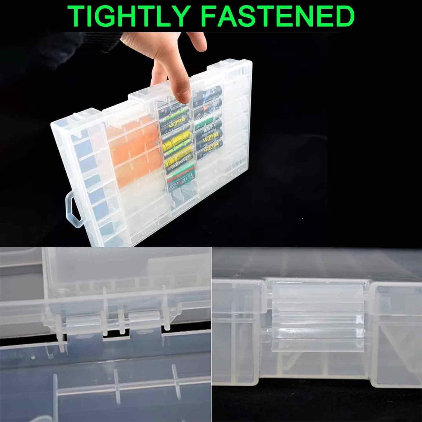 Fielect AAA/AA/C/D Battery Storage Case Holder Organizer Box Transparent