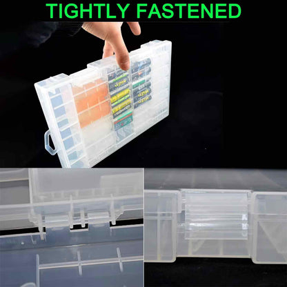Fielect AAA/AA/C/D Battery Storage Case Holder Organizer Box Transparent