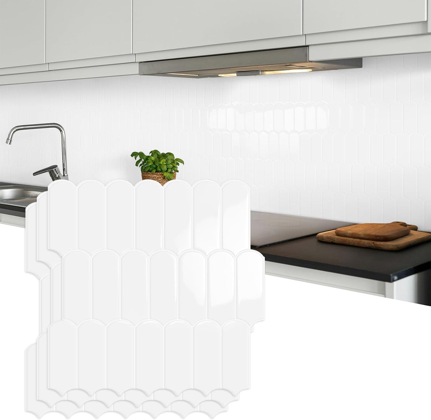 10-Sheet Upgraded Thicker Peel and Stick Kitchen Backsplash Tiles | Waterproof Self-Adhesive Vinyl Wall Tile Stick on Backsplash for Kitchen,Bathroom,Fireplace and RV(Sage Green,12"×12")