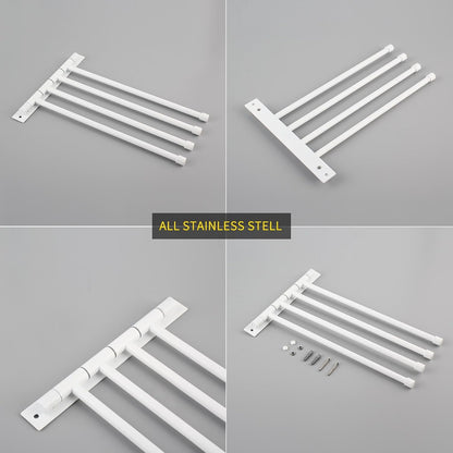 GERZWY Wall Mount Bath Towel Rack with 4 Arms Stainless Steel Bathroom Swing Arm Towel Bars Organizer, White