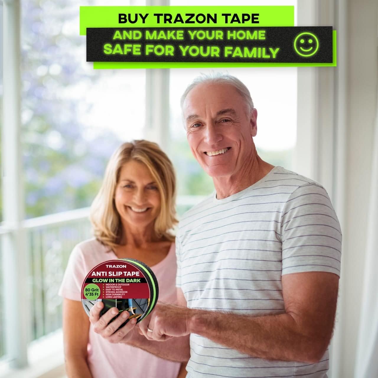 Grip Tape - Heavy Duty Anti Slip Tape for Stairs Outdoor/Indoor Waterproof 4Inch x 35Ft Safety Non Skid Roll for Stair Steps Ramp Traction Tread Staircases Grips Adhesive Non Slip Strips Walk Black