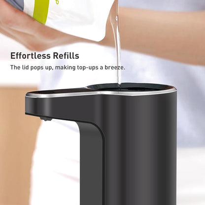 EKO Aroma 9 fl oz Automatic Liquid Soap Dispenser, Rechargeable & Water-Resistant Soap Dispenser for Kitchen and Bathroom with Adjustable Volume Control (Matte Black Steel)