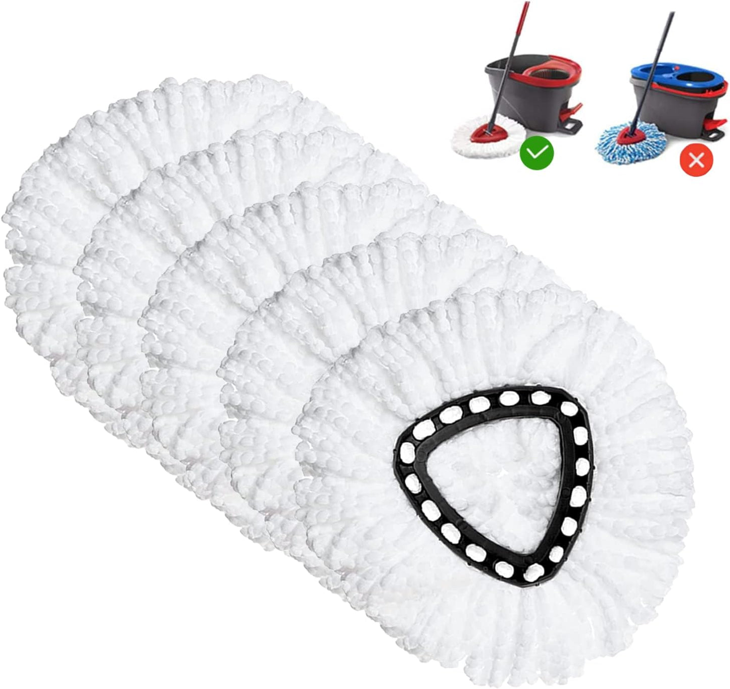 2 Pack Mop Heads Replacements - 40% More Cleaning Power, Spin Mop Heads Replacements for O Cedar Easy Wring 1-Tank System, Deep Cleaning, Microfiber and Machine Washable
