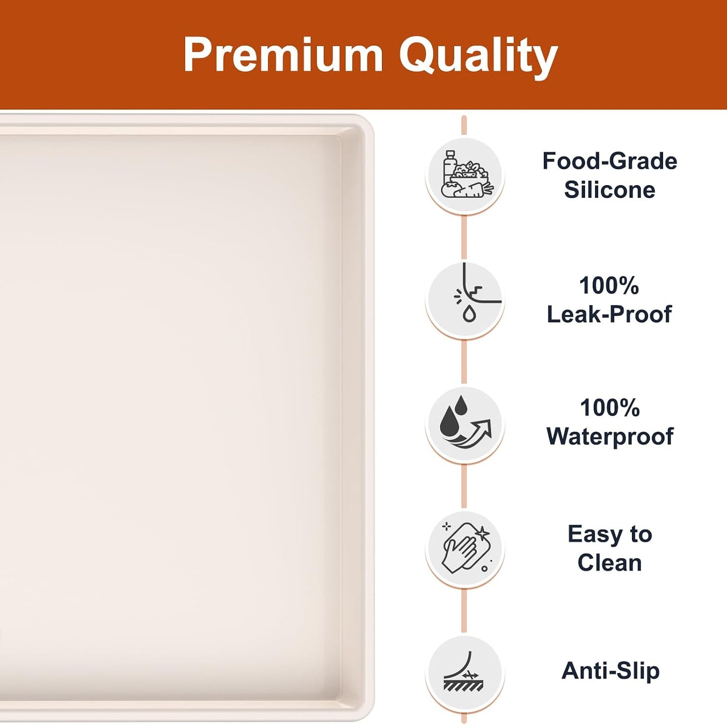 ukeetap Extra Thick Silicone Mat Waterproof with Raised Edge 19” x 12”, BPA Free Non-Slip Dog & Cat Food Mat, Feeding Mat for Food and Water Bowls, Spill Proof Mat to Protect Floors, Black