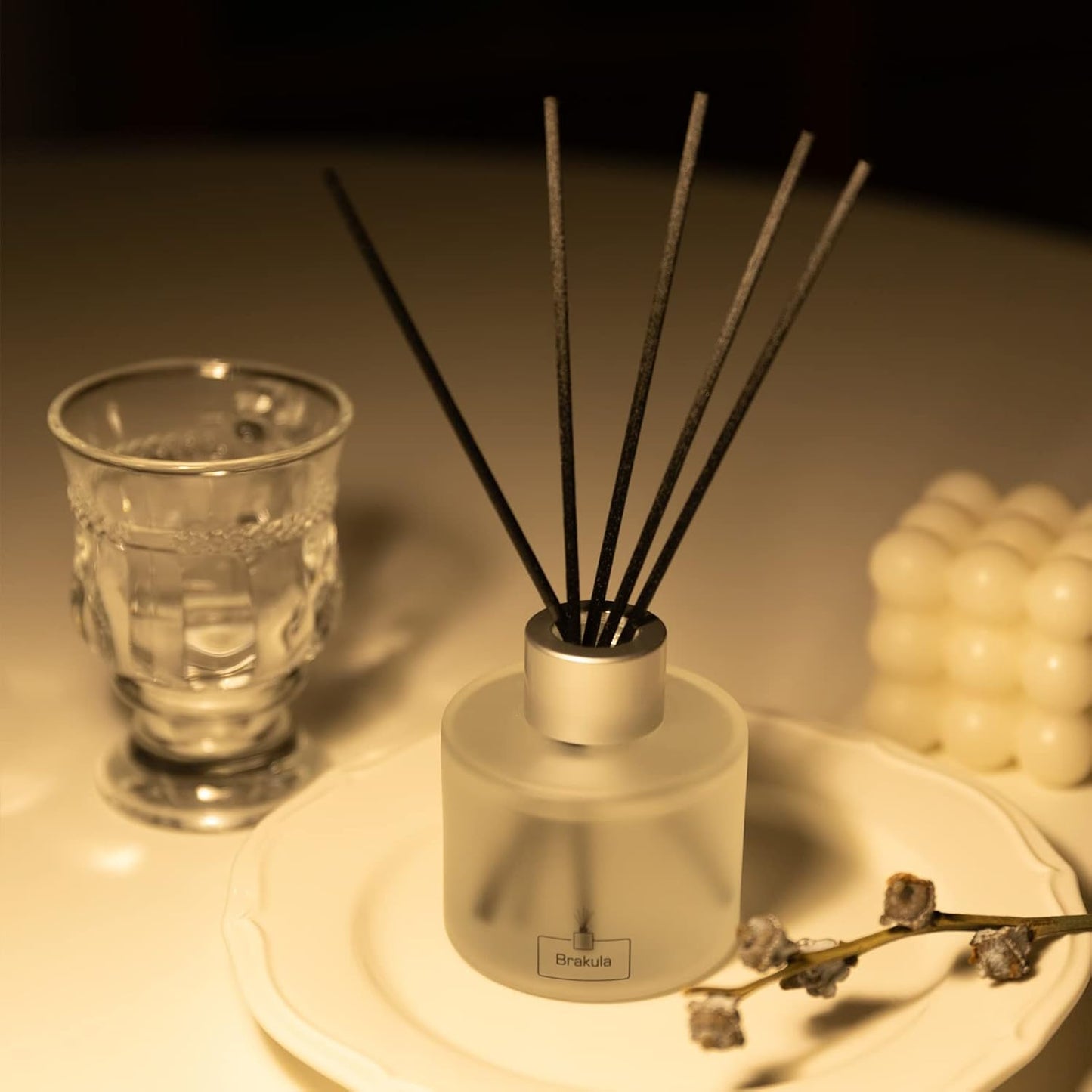 Brakula Reed Diffuser Set, 100ml Black Vanilla Scented Oil Diffuser for Bathroom, Home Fragrance for Living Room, Office