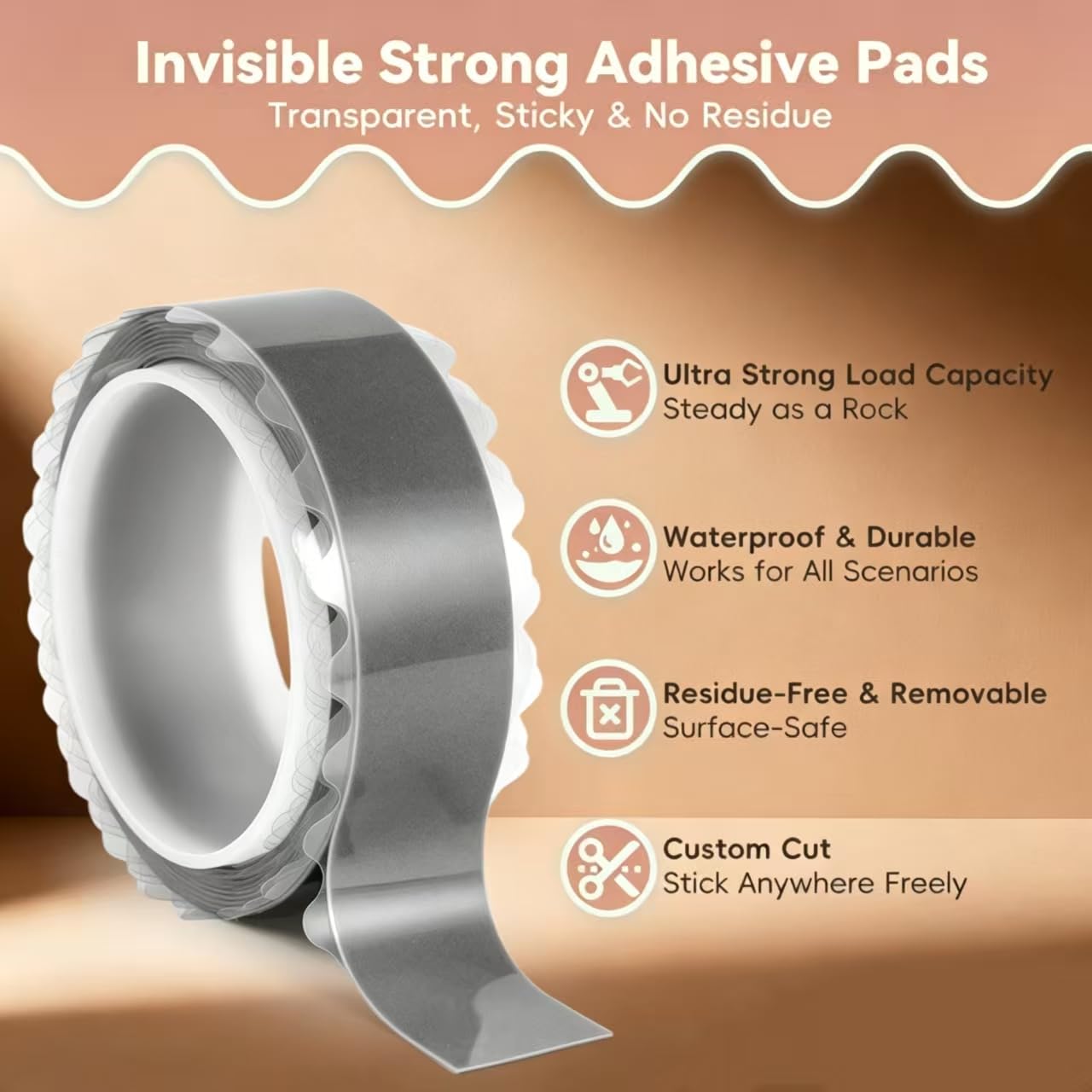 zvp Double Sided Nano Tape, Removable Heavy Duty Mounting Foam Tape, Adhesive Tape for Wall, Carpet, Poster and Picture Hanging Strips (Transparent, 1.15 * 118 in)