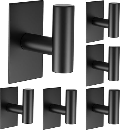 VAEHOLD Wall Towel Hooks, Heavy Duty Sticky Holder Waterproof Towel Hooks for Hanging Coat, Clothes, Closet Hook Wall Mount for Kitchen (Silver, 4 Pack)