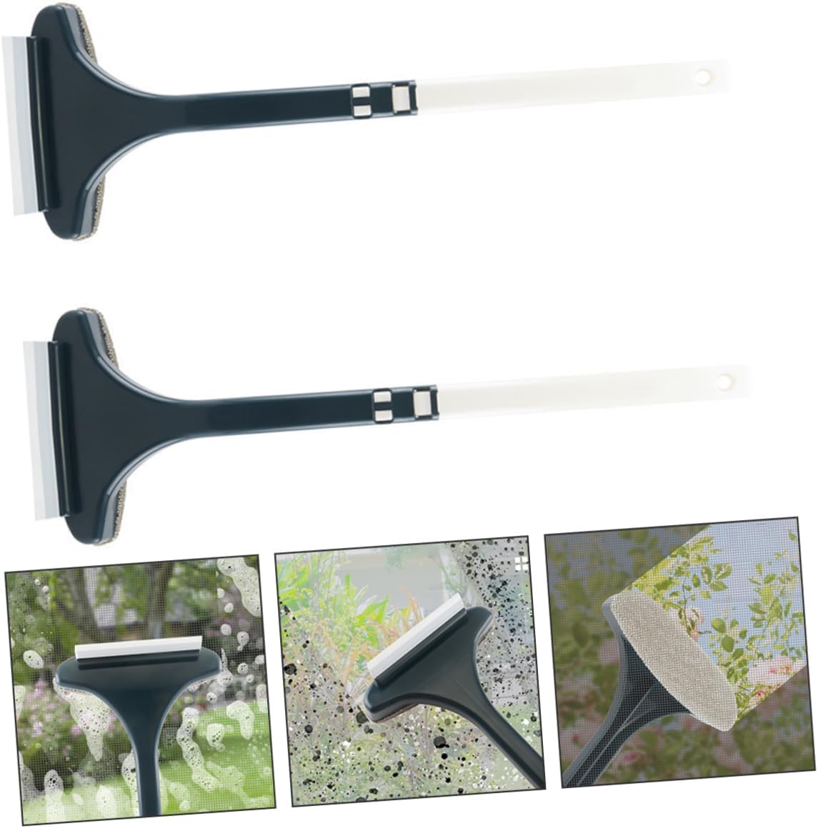 CALLARON 2pcs Window Screen Cleaning Brush Tool Double-Sided Dust Collector for Home Use Portable Window Cleaning Tool Ergonomic Handle