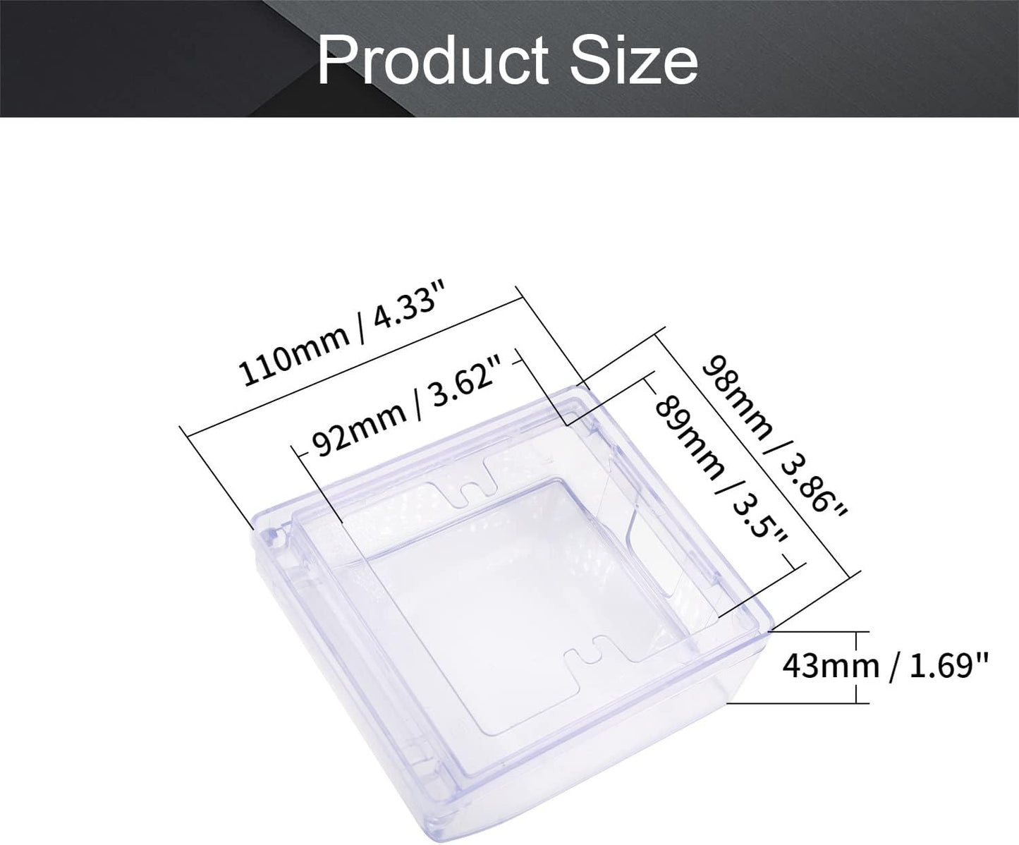 Fielect Weatherproof in Use Outlet Cover Plug 86 Type Electrical Outlet Cover Receptacle Protector 98x110x43mm for Retrofit Siding Construction, Transparent