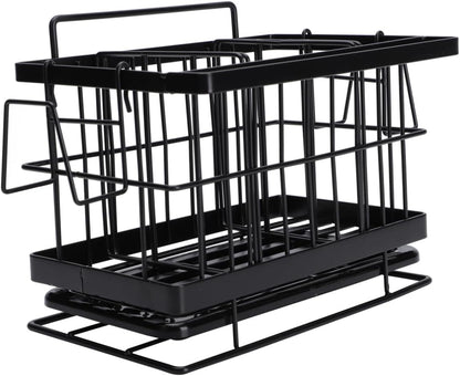 Cabilock 1pc Wall-Mounted Sponge Drain Basket Stainless Steel Adjustable Dish Cloth Rack for Kitchen Convenient Storage for Cleaning Tools Efficient Draining Design