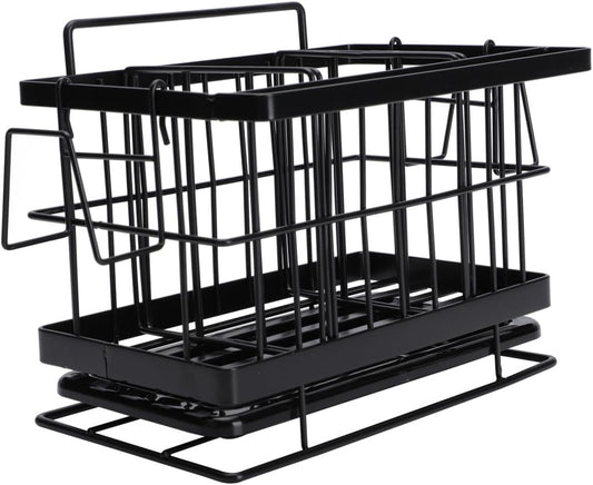 Cabilock 1pc Wall-Mounted Sponge Drain Basket Stainless Steel Adjustable Dish Cloth Rack for Kitchen Convenient Storage for Cleaning Tools Efficient Draining Design
