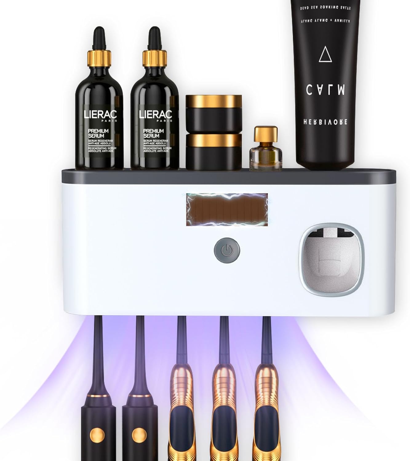Toothbrush Holders for Bathrooms, Toothbrush Holder Wall Mounted with Toothpaste Dispenser, Rechargeable Cordless Wall Mounted Tooth Brushing Holder