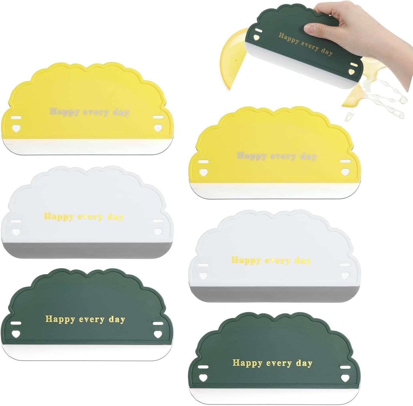 6Pcs Silicone Sink Squeegee, Mirror Squeegee, Kitchen Countertop Squeegees, Cloud Water Wiper Scraper for Sink Tiles, Cleaning Tools for Car Window Bathroom
