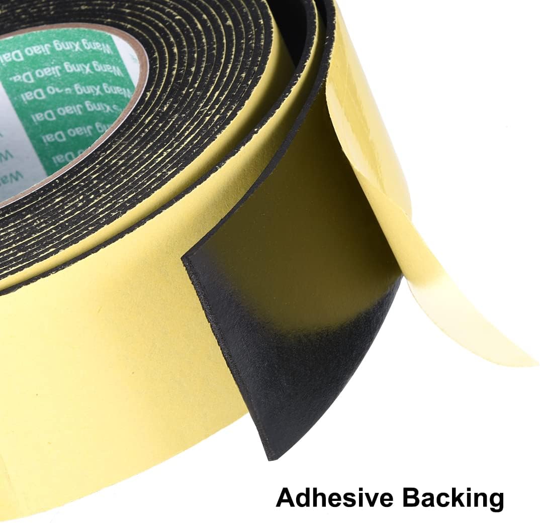 uxcell Sealing Foam Tape 5mm Wide 3mm Thick 4m/13ft Long, Self Adhesive Weather Strip for Window Door Insulation, Pack of 2