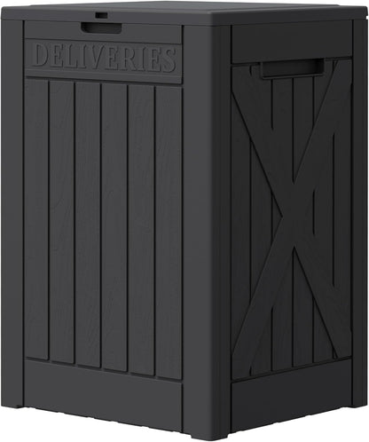 Greesum 31 Gallon Resin Deck Box All Weather Outdoor Storage Boxes for Patio Furniture Set,Outdoor Toys,Garden Tools,Black