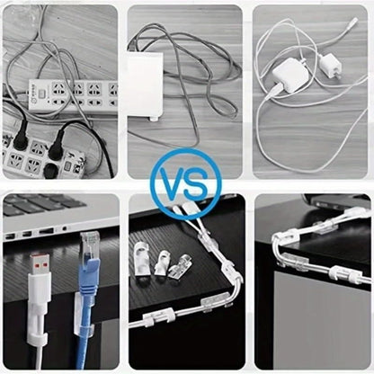 100pcs Clear Adhesive Cable Clips for Desk and Wall, Durable PC Cord Organizer Clips for Office, Home and Car, Strong Self-Adhesive Wire Management Clips for Ethernet, Charging Cables and Power Cords