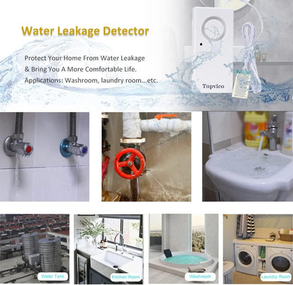 Water Leak Detector Alarm, 120dB Flood Alert for Home, Basement, Under Sink, Sump Pump, RV, Water Heater, Battery Operated Standalone Moisture Sensor, Bulk 10 Pack