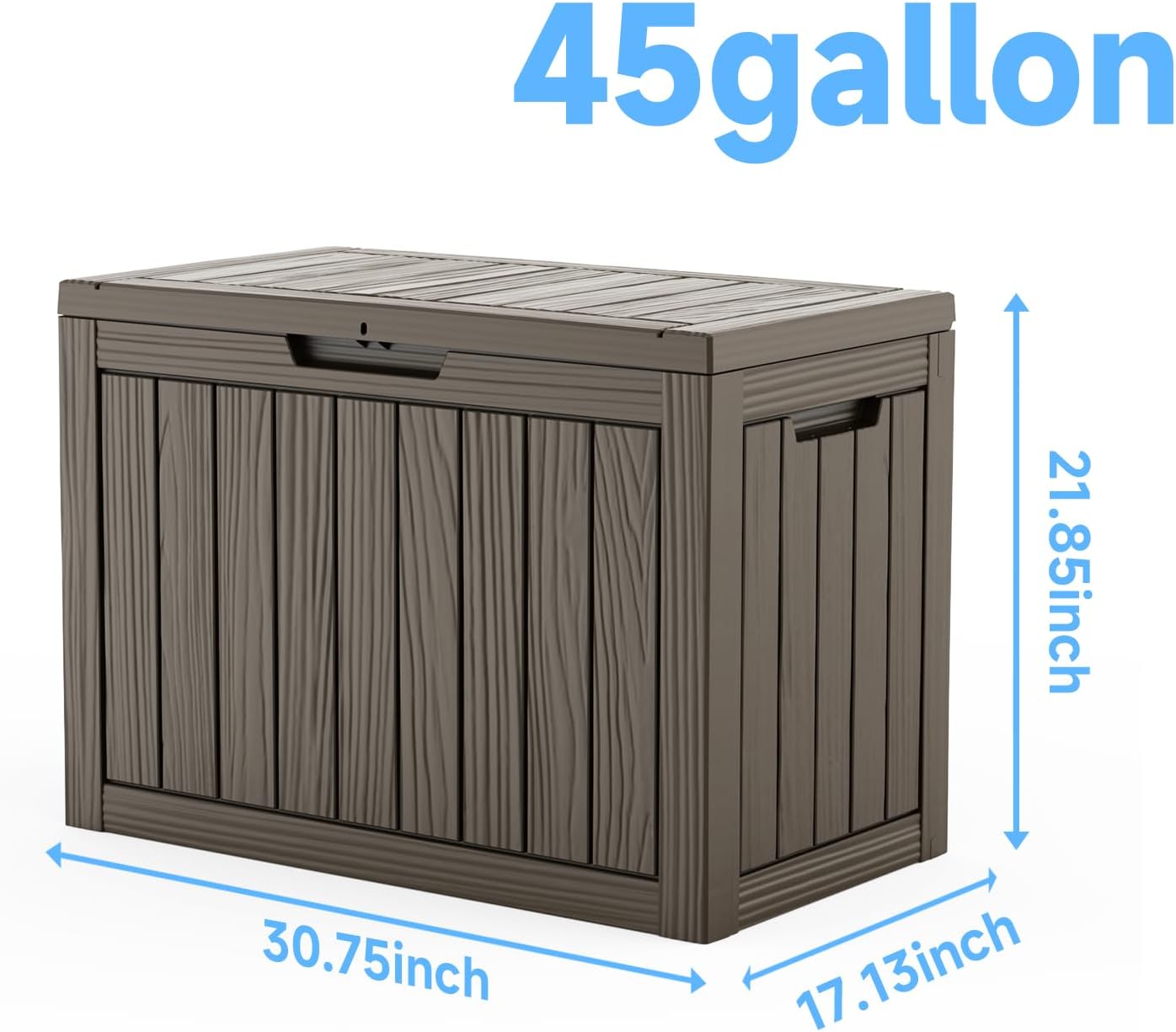 ROJIK 55Gal Outdoor Storage Box Waterproof Deck Box | Heavy-duty UV-resistant resin, space-saving for balcony/patio, stores cushions/tools/pool gear, lockable lid as table/bench