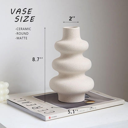 Steviieden Ceramic Vases Set 2, Modern Home Decor,Off White Round Vases,Modern Dried Flower Vases, Boho Home Decor for Centerpieces Wedding Dinner Table Party Living Room Office Bedroom