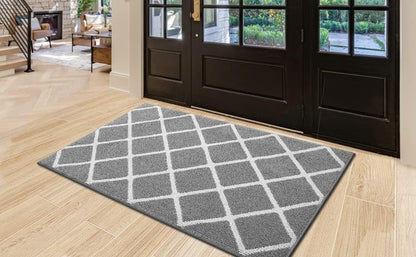 Finchitty Indoor Door Mat, Dirt Resistant and Absorbent, Low-Profile, Non-Slip, Washable Inside Floor Mats for Front Door, Back, and Entrance, 32" x 20", Grey