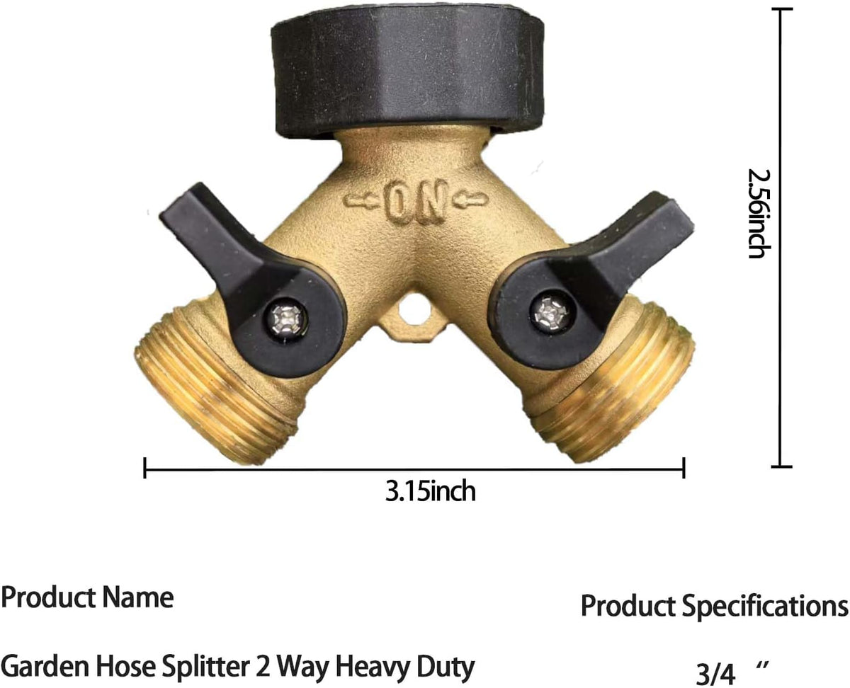 Garden Hose Splitter 2 Way Heavy Duty,Faucet Splitter, Outdoor Faucet Splitter, y Adapter for Water Hose, Water Spigot Splitter （2Pcs）