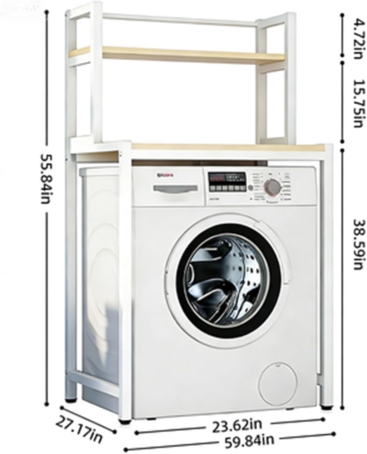 Over The Washer Storage Shelf – Space-Saving Laundry Organizer, Sturdy Bathroom Rack for Tidy Home Essentials(Black,2-T)