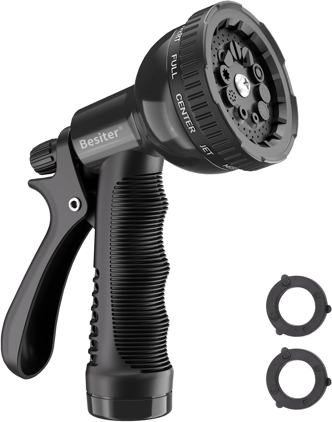 Besiter Garden Hose Nozzle Sprayer: 2 Pack 10 Watering Patterns Spray Nozzles Heavy Duty Hose Head Hose Attachment