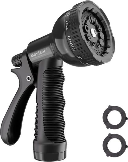 Besiter Garden Hose Nozzle Sprayer: 2 Pack 10 Watering Patterns Spray Nozzles Heavy Duty Hose Head Hose Attachment