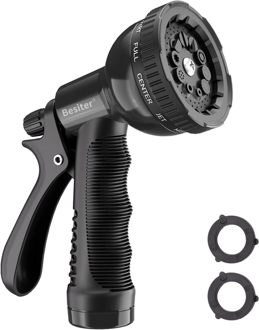 Besiter Garden Hose Nozzle Sprayer: 2 Pack 10 Watering Patterns Spray Nozzles Heavy Duty Hose Head Hose Attachment