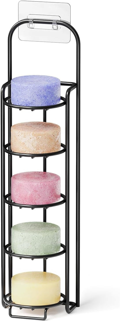 SpaceAid 4 Tier Shampoo Bar Holder for Shower, Self Draining Soap Bar Holders Caddy for Bathroom Wall and Kitchen Sink, Shampoo Bar Dish Rack, Stainless Steel Bar Soap Holder (Black)