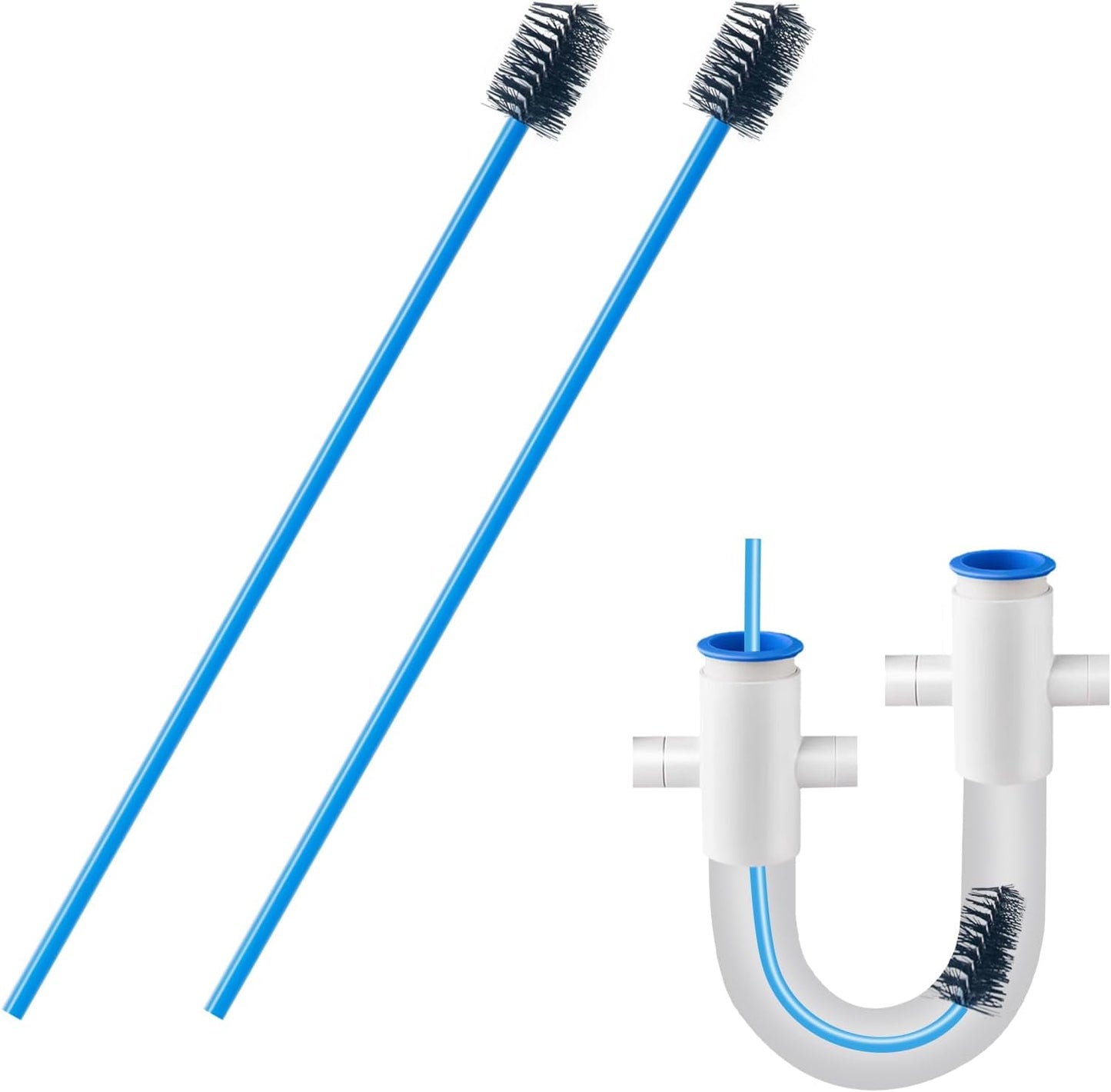 2 PCS Condensate Trap Flexible Drain Brush, 48 Inch Drain Line Cleaning Brush, Condensate Traps Clean for Condensate P-Trap and HVAC Systems