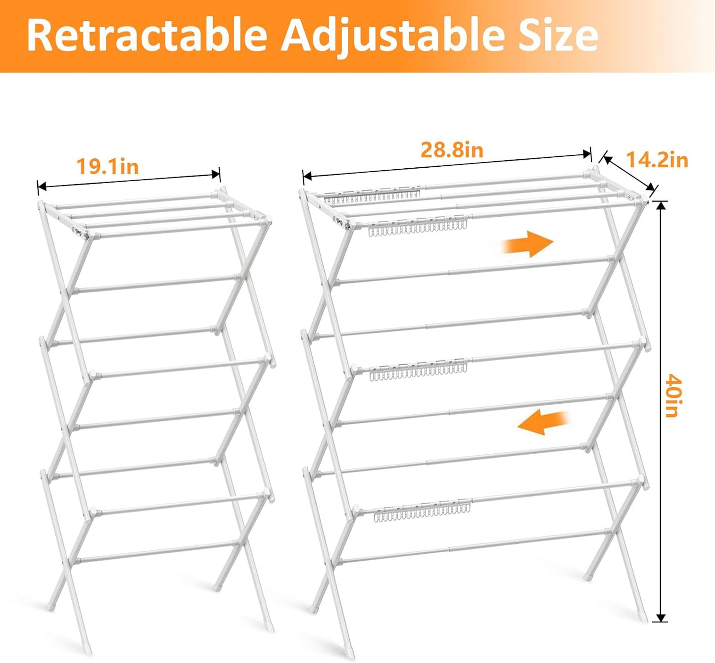 Clothes Drying Rack Household Indoor, Foldable Drying Rack Clothing for Laundry - 40" x 28.8" x 14.2", Space Saving Indoor, Black-1pack
