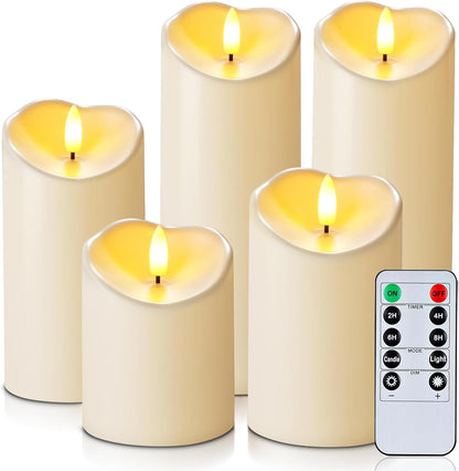 Homemory Dripping Wax Flameless Candles, Battery Operated Candles with Remote Control and Timers, LED Pillar Candles, Electric Fake Candles, 3" x 6", Set of 2
