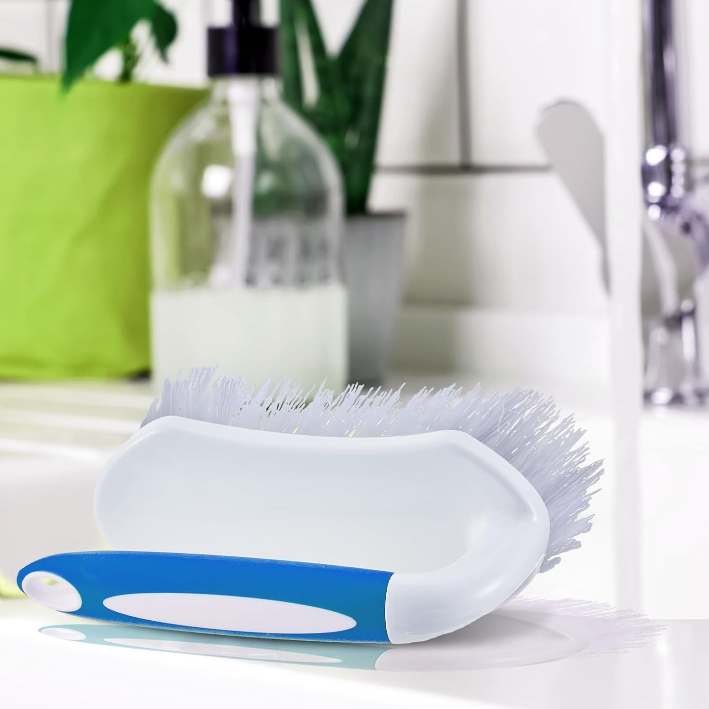 Lallisa 12 Pcs Scrub Brush for Cleaning with Handle Comfortable to Grip Heavy-Duty Flexible Stiff Bristles Scrubber Brushes Bulk for Shower Bathroom Carpet Kitchen Floor Tiles (Gray)