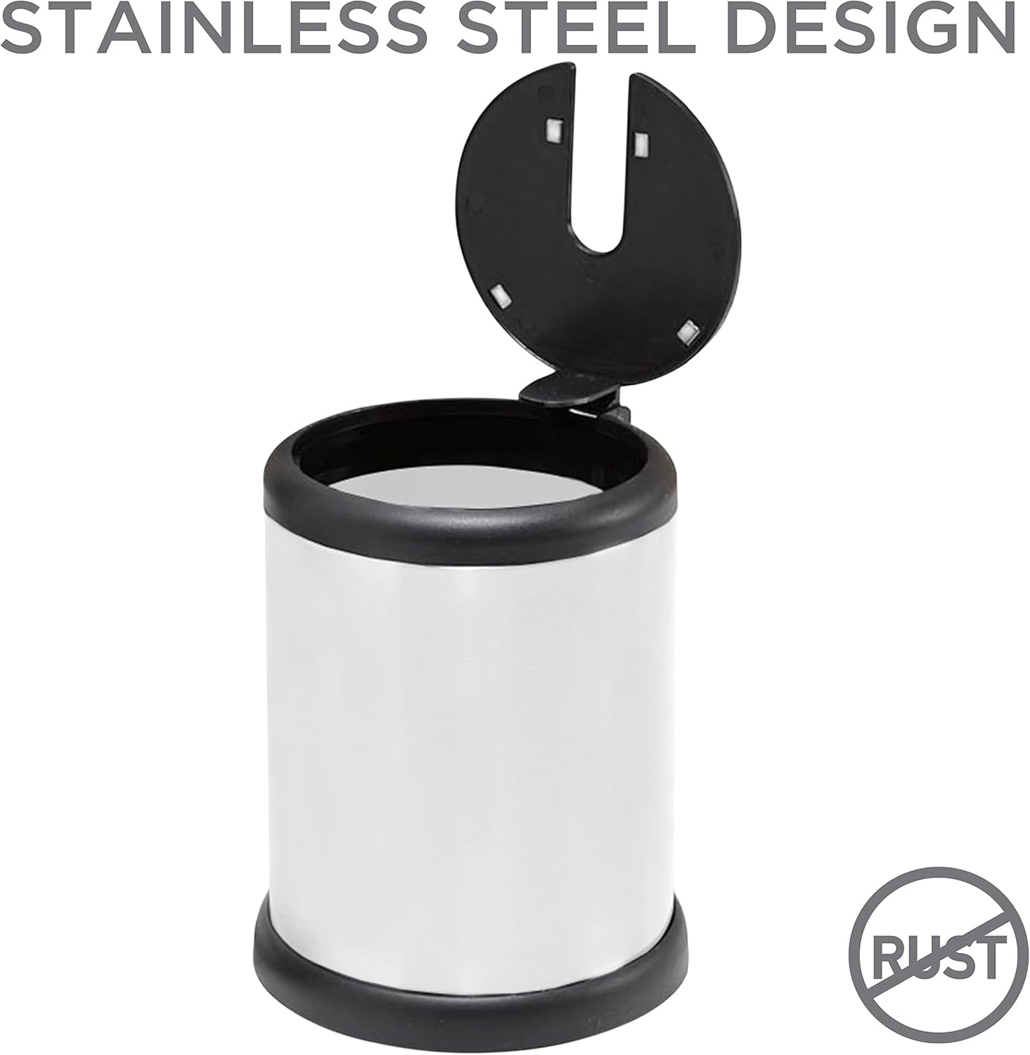 Bath Bliss Toilet Brush and Holder | Self Closing Lid | 360 Degree Brush Head | Bathroom Cleaning | Compact Size | Storage and Organization | Stainless Steel