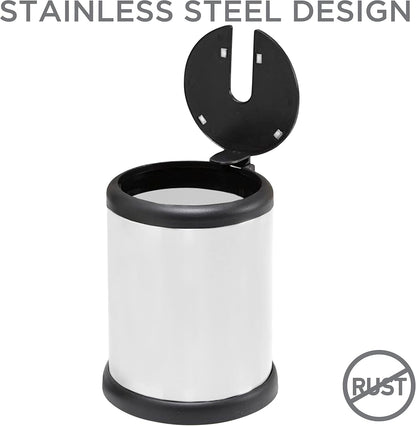 Bath Bliss Toilet Brush and Holder | Self Closing Lid | 360 Degree Brush Head | Bathroom Cleaning | Compact Size | Storage and Organization | Stainless Steel