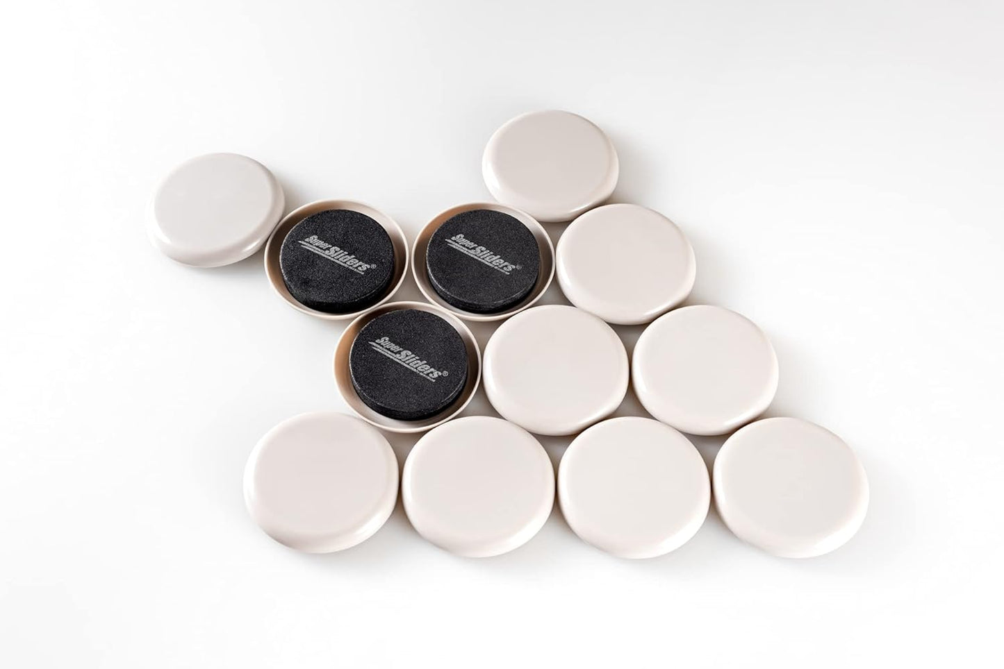 Super Sliders 2 1/2" Round Reusable Furniture Sliders- Easily Move Small to Medium Sized Items Across Carpet 8 Pack Beige