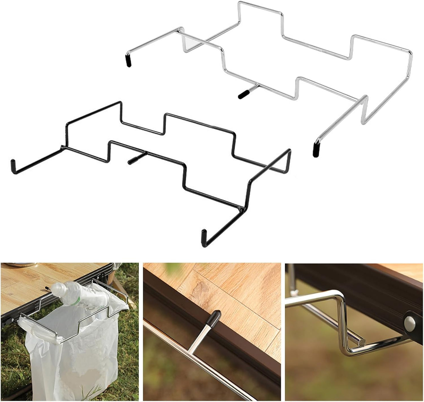 Outdoor Camping Picnics Trash Bag Holder Stainless Iron Kitchen Household Garbage Hanging Storage Rack Stand Outdoors Table Trash Bag Bracket