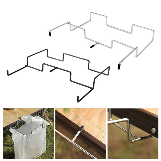 Stainless Steel Trash Bag Holder, Folding Hanging Dustbin Cage, Tabletop Garbage Bracket for Camping BBQ Kitchen
