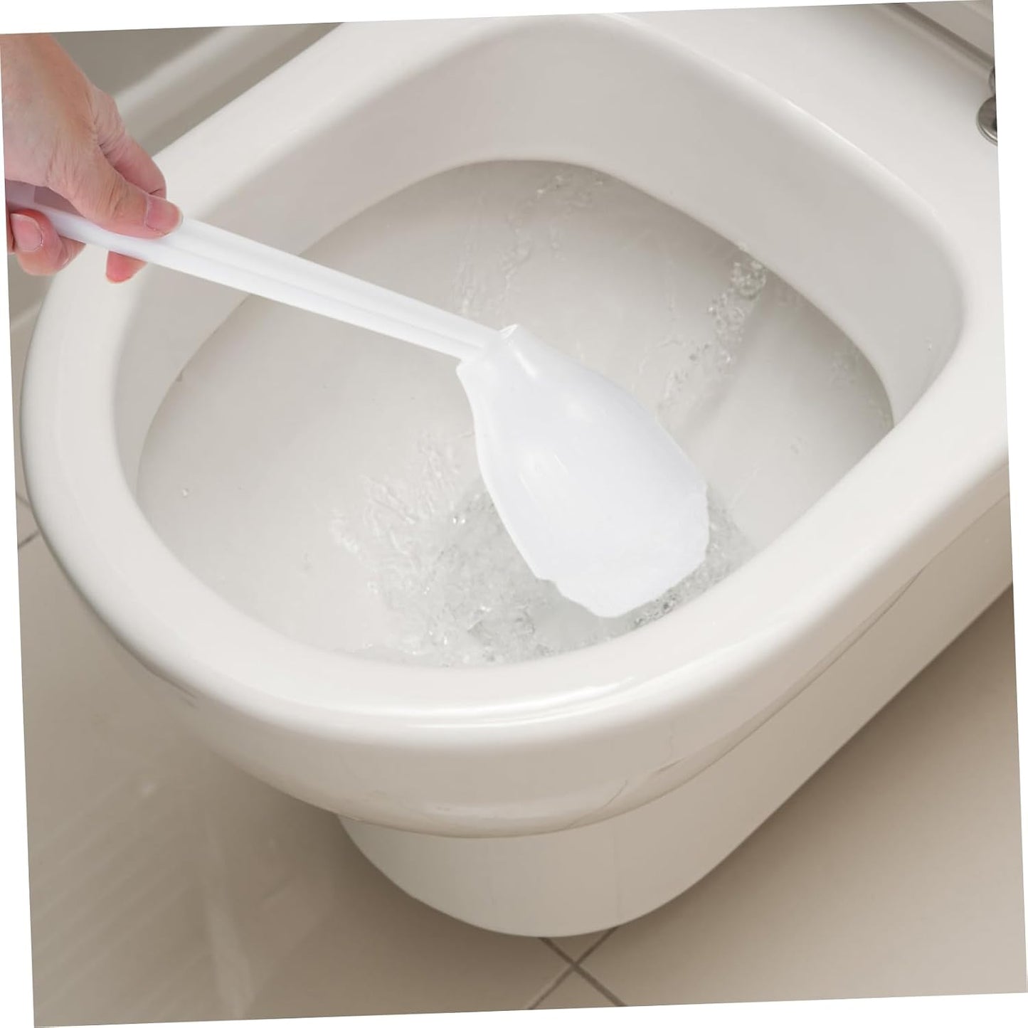 OUNONA Elastic Toilet Bowl Mop Brush Long Handle Soft Swab Under Rim Cleaning Bathroom Scrubber