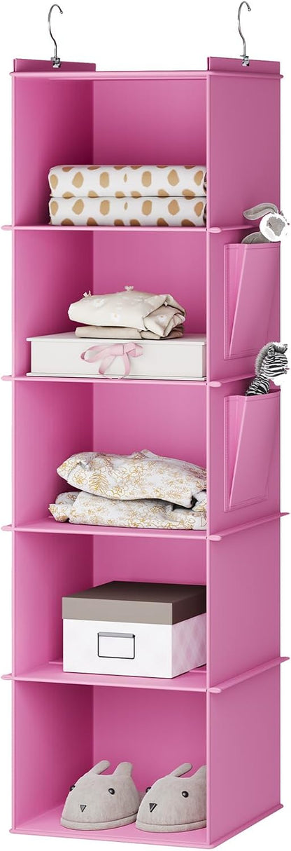 YOUDENOVA Hanging Closet Organizer, 4-Shelf Closet Hanging Storage Shelves, Grey
