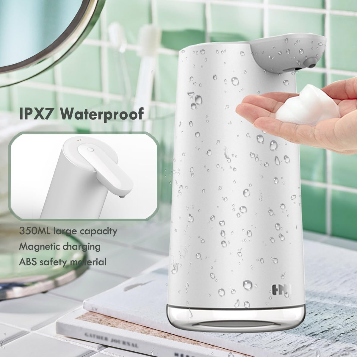 Automatic Foaming Soap Dispenser, 2-Level Adjustable Foam, USB Rechargeable, Touchless Hand & Dish Soap Dispenser for Bathroom, Kitchen, Hotel, Restaurant (White)