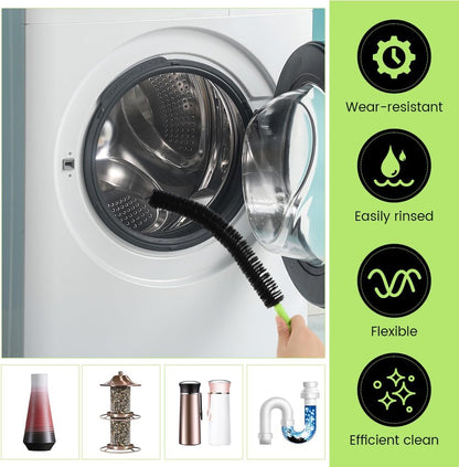 Quixleen 2 Pcs Flexible Drain Clog Remover with 2pcs S-shape Hooks, Bendable Long Pipe Cleaner Sewer Drain Get Rid Hair and Mucus for Toilet, Kitchen Sink, Bathroom Tub
