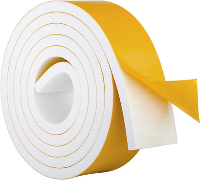 ToLanbbt White Door Window Weather Stripping Self Adhesive Foam Tape High Density Foam Sealing Strip Window Insulation Weatherproof Gasket Tape for Doors and Windows (1/2" W X 1/8" T X 16.5')