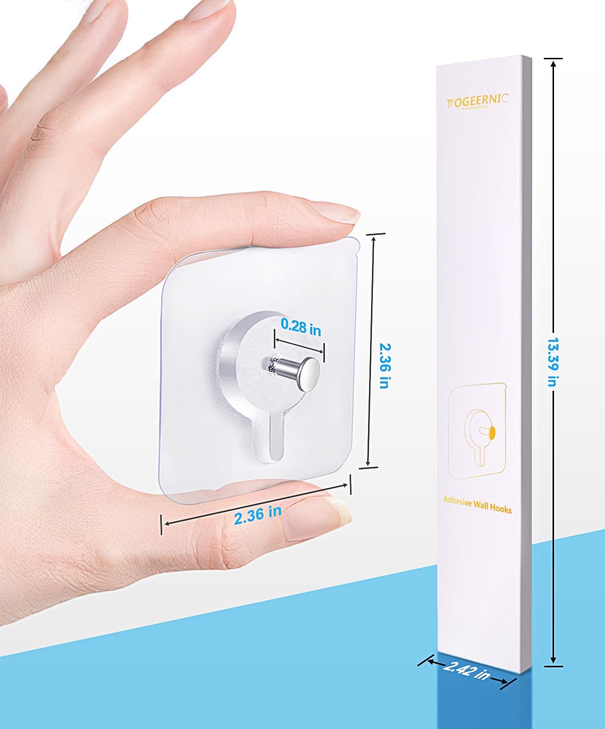 Adhesive Hooks for Wall(13lb Max), Wall Hangers Without Nails for Photos Frames, Utility Waterproof and Oil Resistant Self Adhesive Hooks for Kitchen, Bathroom, Home and Office -10 Pack