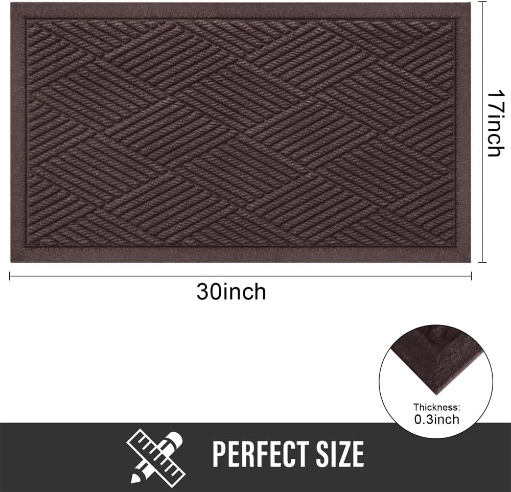 HIYARD Sturdy Front Door Mat, Absorbent Muddy Dirt Resist Welcome Door Mats Outdoor Indoor, Stain and Fade Resistant, Non-Slip Rubber Backing Low Profile Doormat for Entryway, 30×17, Beige