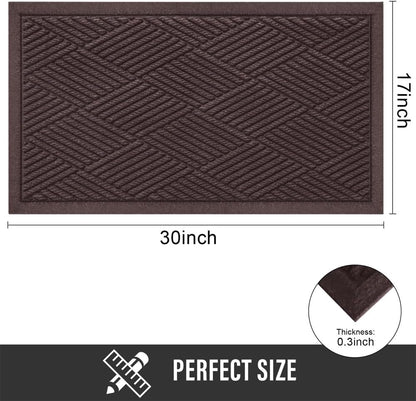 HIYARD Sturdy Front Door Mat, Absorbent Muddy Dirt Resist Welcome Door Mats Outdoor Indoor, Stain and Fade Resistant, Non-Slip Rubber Backing Low Profile Doormat for Entryway, 30×17, Beige
